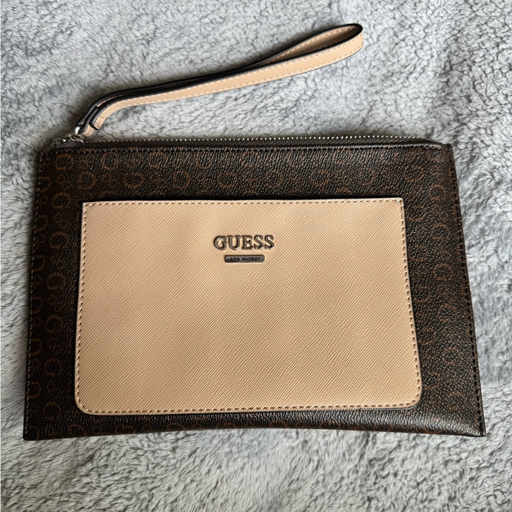 GUESS Brown and Beige Wristlet